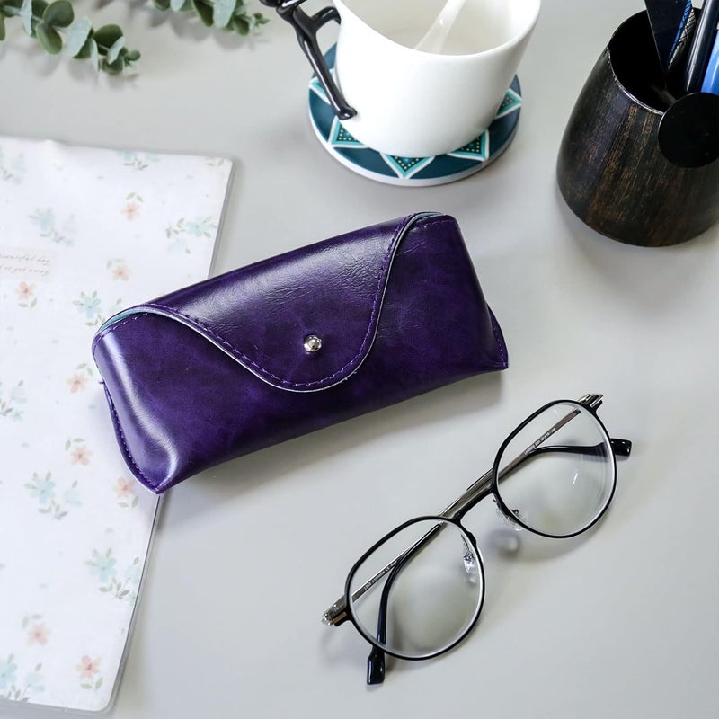 LogHog Portable Leather Glasses Case,Flexible Sunglasses Pouch Slim Case for Women Men Horizontal Eyeglass Case - Image 2